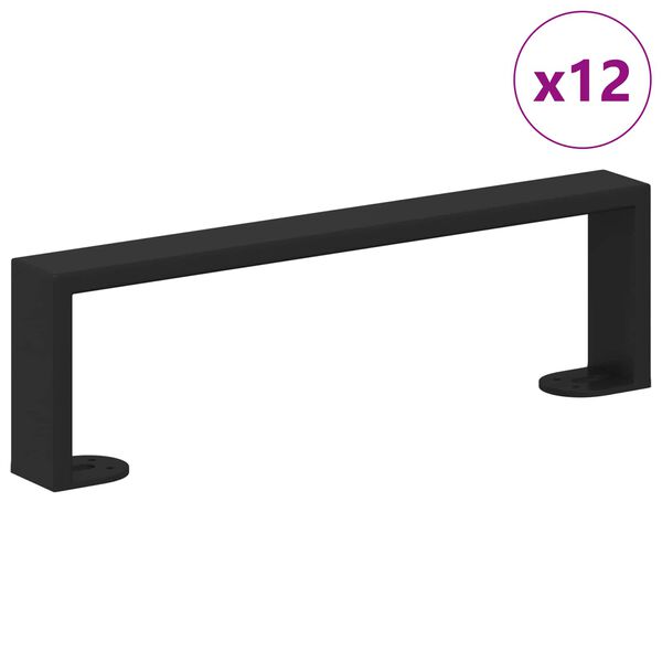vidaXL Pieds de meuble 12 pcs Noir 34,1 x 4 x 10 mm Fer