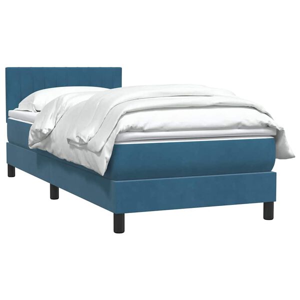 vidaXL Sommier &agrave; lattes de lit et matelas bleu fonc&eacute; 80x220 cm velours