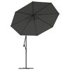 vidaXL Parasol de jardin en porte-&agrave;-faux et lumi&egrave;res LED m&acirc;t en acier