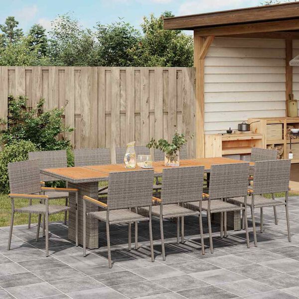 vidaXL Ensemble de salle &agrave; manger pour jardin 11 pcs Gris polyrotin