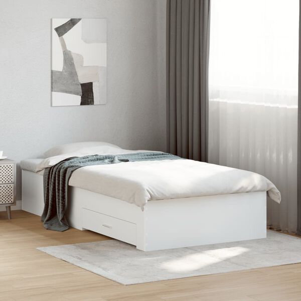 vidaXL Cadre de lit avec tiroirs sans matelas blanc 90x200 cm