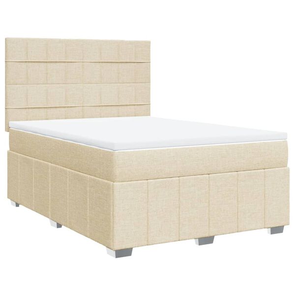 vidaXL Sommier &agrave; lattes de lit avec matelas Cr&egrave;me 160x200 cm Tissu