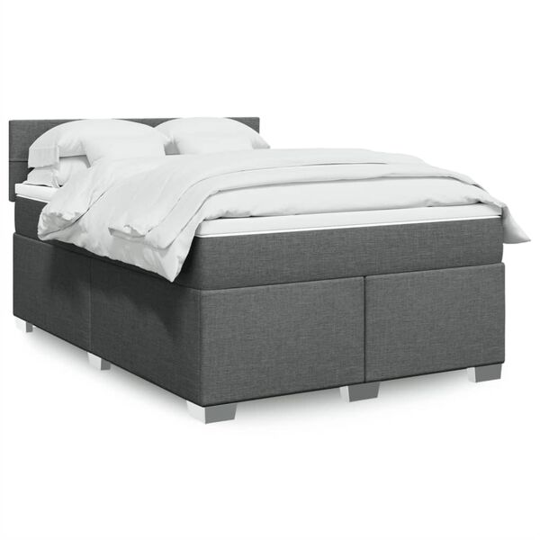 vidaXL Sommier &agrave; lattes de lit avec matelas Gris fonc&eacute; 160x200cm Tissu