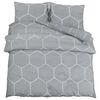vidaXL Ensemble de housse de couette gris et blanc 135x200 cm coton