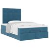 vidaXL Cadre de lit ottoman avec matelas bleu fonc&eacute; 120x190 cm velours