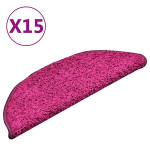 vidaXL Tapis d'escalier 15 pi&egrave;ces 56 x 17 x 3 cm Rose Demi-rond