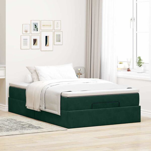 vidaXL Lit ottoman avec matelas vert fonc&eacute; 120x190 cm velours