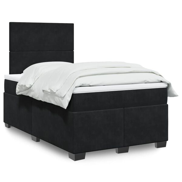 vidaXL Sommier &agrave; lattes de lit avec matelas noir 120x190 cm velours