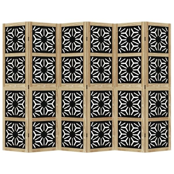 vidaXL Cloison de s&eacute;paration 6 panneaux marron noir paulownia massif