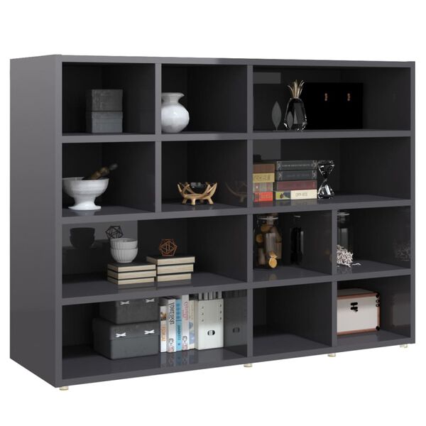 vidaXL Armoire lat&eacute;rale Gris brillant 97x32x72 cm Bois d&rsquo;ing&eacute;nierie