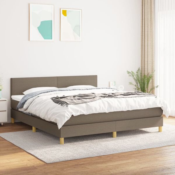 vidaXL Sommier &agrave; lattes de lit avec matelas Taupe 180x200 cm Tissu