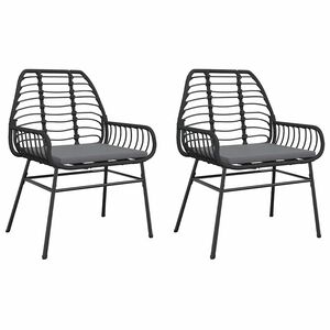 vidaXL Chaises de jardin lot de 2 avec coussins noir r&eacute;sine tress&eacute;e
