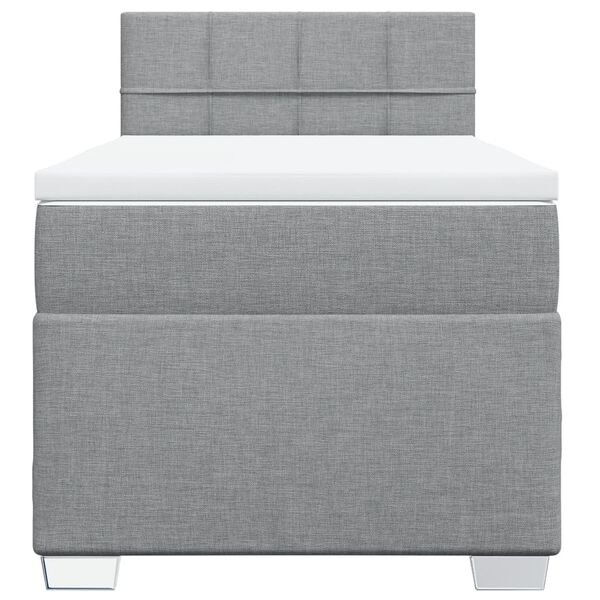 vidaXL Sommier &agrave; lattes de lit avec matelas Gris clair 100x200cm Tissu