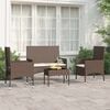 vidaXL Salon de jardin 4 pcs avec coussins Marron R&eacute;sine tress&eacute;e