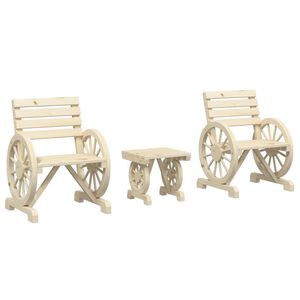 vidaXL Salon de jardin 3 pcs bois de sapin massif