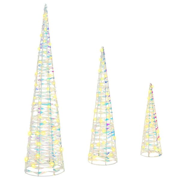 vidaXL Sapin de Noël avec 90 LED 3 pcs Blanc chaud 20 x 20 x 80 cm PET