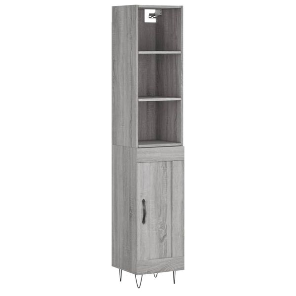 vidaXL Buffet haut Sonoma gris 34,5x34x180 cm Bois d'ing&eacute;nierie