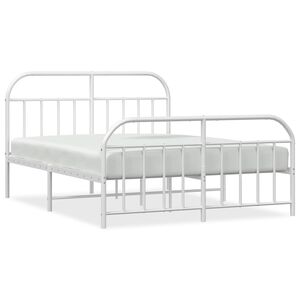 vidaXL Cadre de lit m&eacute;tal sans matelas et pied de lit blanc 180x200 cm