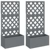 vidaXL Jardini&egrave;res en treillis 2 pcs Gris 65x33x135 cm WPC