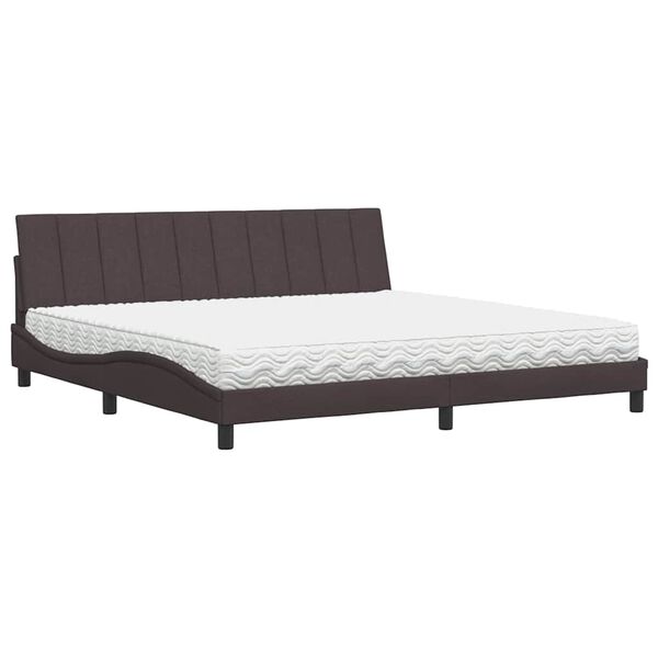 vidaXL Lit avec matelas Hanko marron fonc&eacute; 200x200 cm tissu
