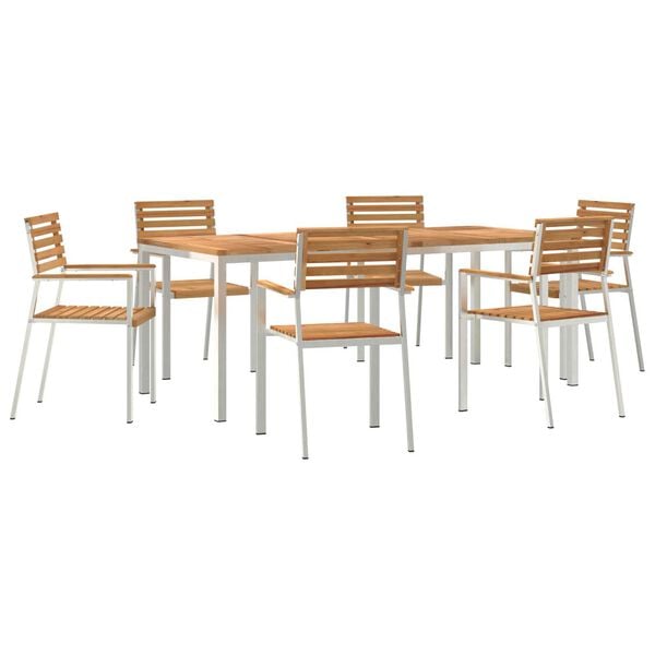 vidaXL Ensemble de salle &agrave; manger pour jardin 7 pcs Marron