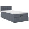 vidaXL Cadre de lit ottoman et matelas gris fonc&eacute; 90x200 cm velours