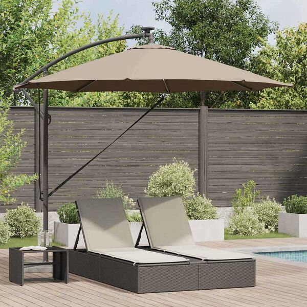 vidaXL Parasol Taupe 294 x 294 x 248 cm Polyester et Aluminium