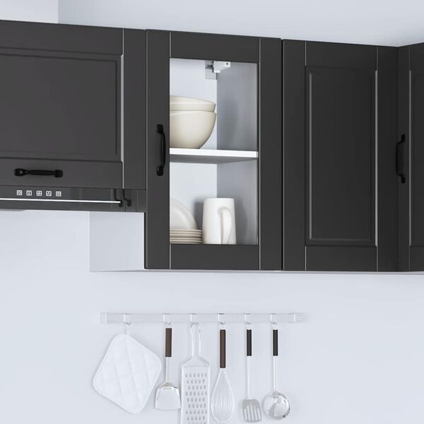 vidaXL Armoire murale de cuisine avec porte en verre Porto noir