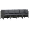 vidaXL Canap&eacute; de jardin &agrave; 4 places avec coussins Gris R&eacute;sine tress&eacute;e