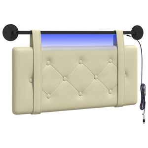 vidaXL T&ecirc;te de lit suspendue Avec lumi&egrave;re LED Cr&egrave;me Simili cuir