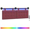 vidaXL T&ecirc;te de lit suspendue Avec lumi&egrave;re LED Bordeaux Tissu