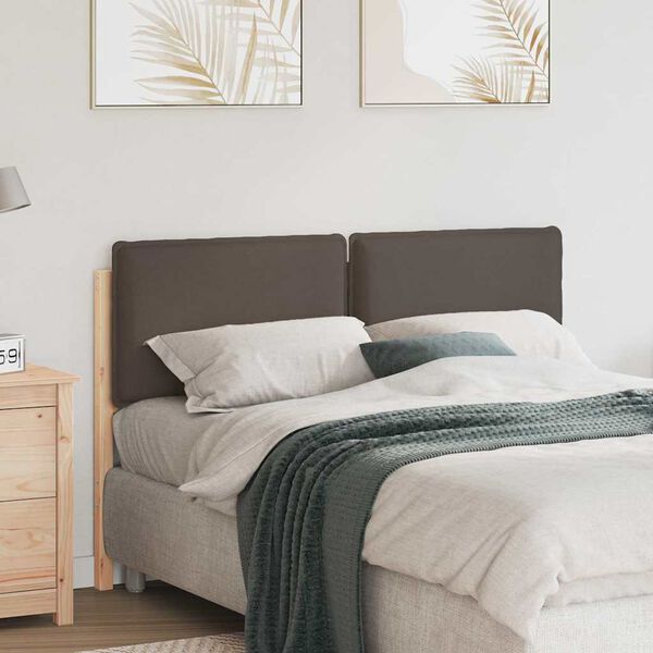 vidaXL T&ecirc;te de lit capitonn&eacute;e Gris Naturel et Clair 160 cm Pin massif