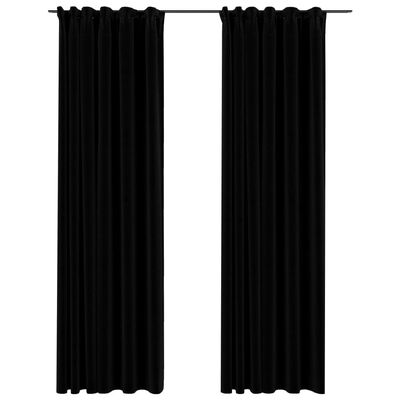 vidaXL Rideaux occultants aspect lin avec crochets 2pcs Noir 140x245cm