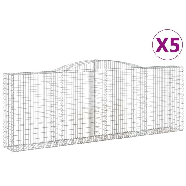 vidaXL Paniers à gabions arqués 5 pcs 400x50x140/160 cm Fer galvanisé