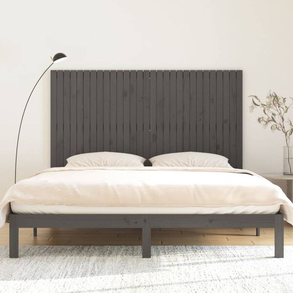 vidaXL T&ecirc;te de lit murale Gris 185x3x110 cm Bois massif de pin