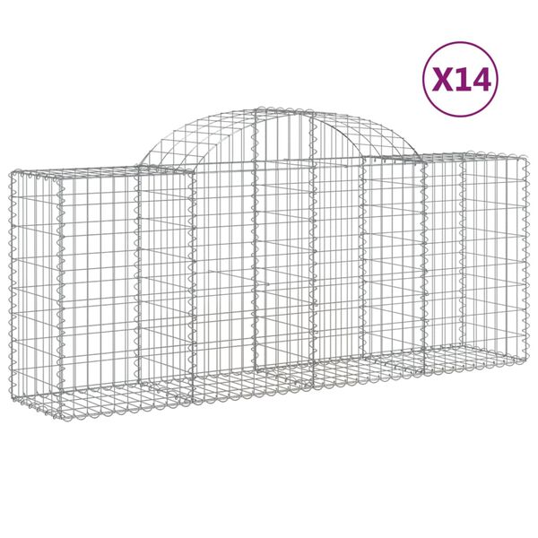 vidaXL Paniers à gabions arqués 14 pcs 200x50x80/100 cm Fer galvanisé