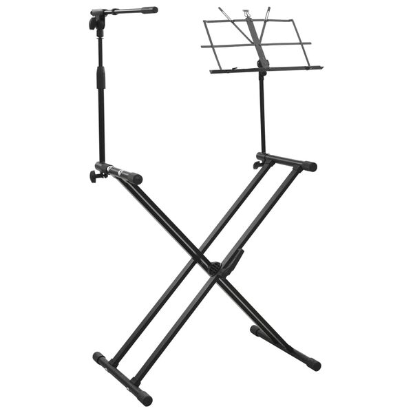 vidaXL Support de clavier avec pied de microphone et porte-livre
