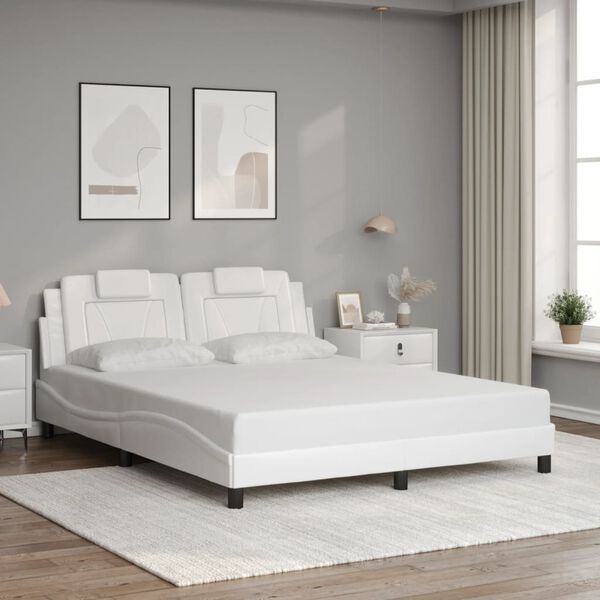 vidaXL Cadre de lit Viana avec LED sans matelas blanc 160x200 cm