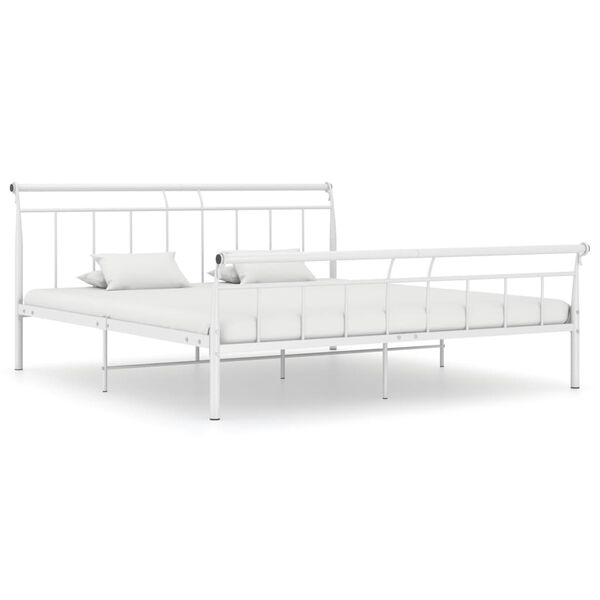 vidaXL Cadre de lit sans matelas blanc m&eacute;tal 160x200 cm