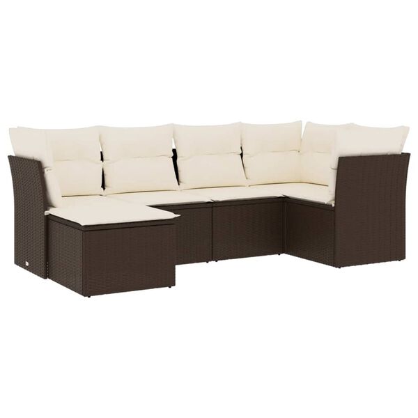 vidaXL Salon de jardin avec coussins 6 pcs marron r&eacute;sine tress&eacute;e