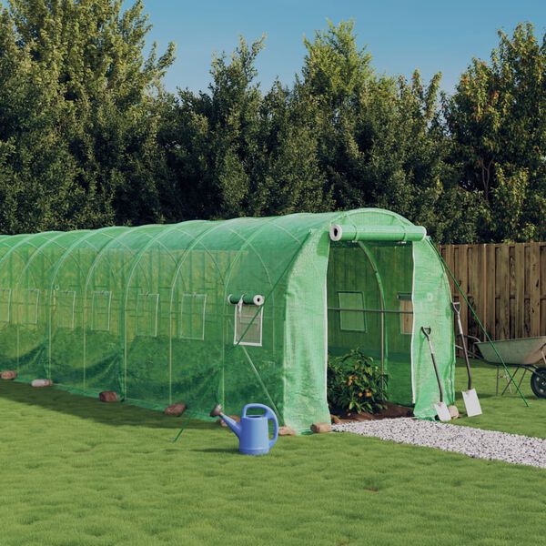 vidaXL Serre avec cadre en acier vert 16 m&sup2; 8x2x2 m