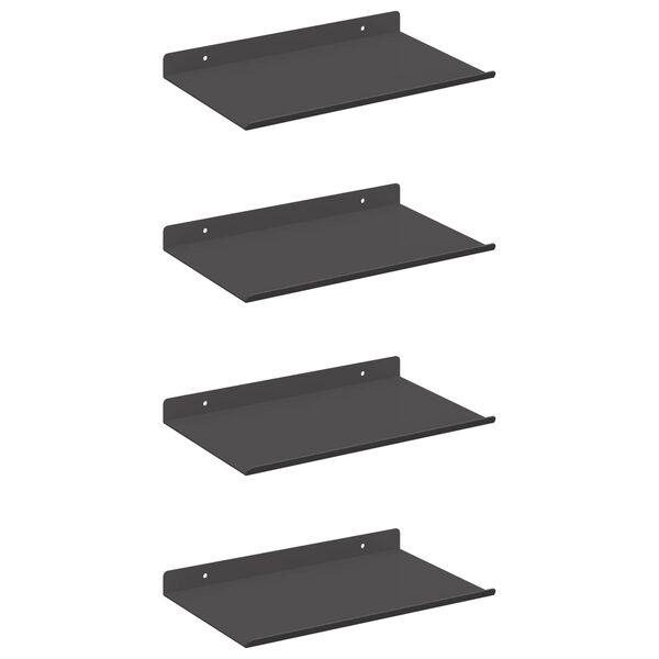 vidaXL &Eacute;tag&egrave;re flottante 4 pcs Noir 30 x 18 x 2,5 cm Acier