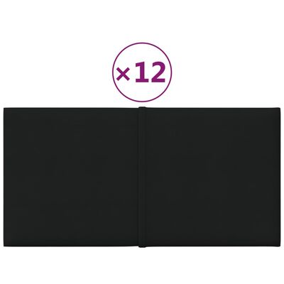 vidaXL Panneaux muraux 12 pcs Noir 30x15 cm Tissu 0,54 m²