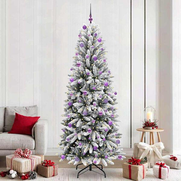 vidaXL Sapin de No&euml;l artificiel avec 300 LED avec support Blanc 240 cm