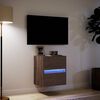 vidaXL Meuble TV mural avec lumi&egrave;res LED ch&ecirc;ne marron 41x31x45 cm
