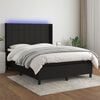 vidaXL Sommier &agrave; lattes de lit matelas et LED Noir 140x200 cm Tissu