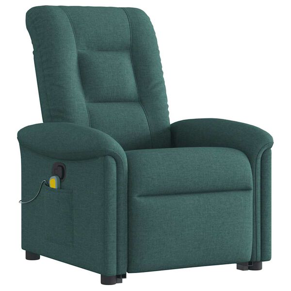 vidaXL Fauteuil inclinable de massage Vert foncé Tissu