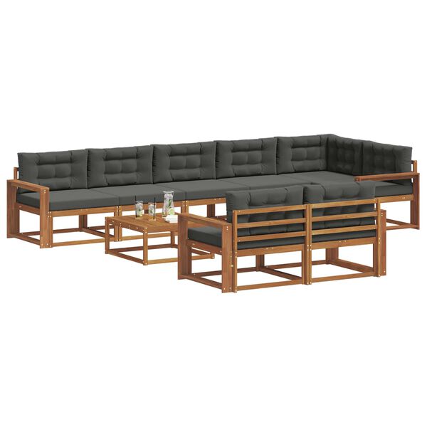 vidaXL Ensemble de canap&eacute;s d'ext&eacute;rieur 9 pcs Naturel et Anthracite