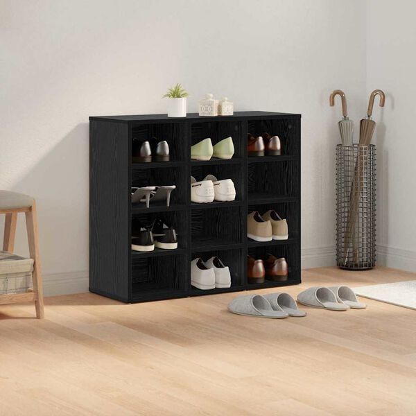 vidaXL Cabinet &agrave; chaussures avec &eacute;tag&egrave;re Ch&ecirc;ne noir 77,5 x 30 x 67 cm