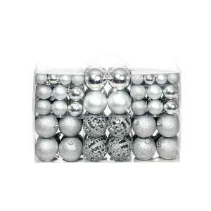 vidaXL Ensemble de boules de No&euml;l 100 pcs 3/4/6 cm Argent&eacute;